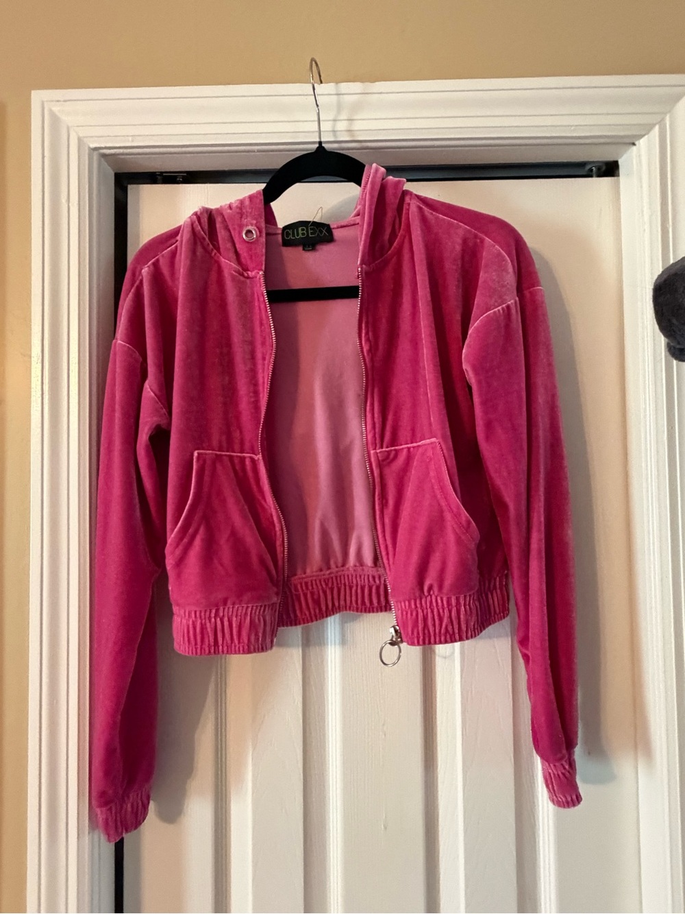 Club Ex Velvet Pink Zip-Front Hoodie Jacket